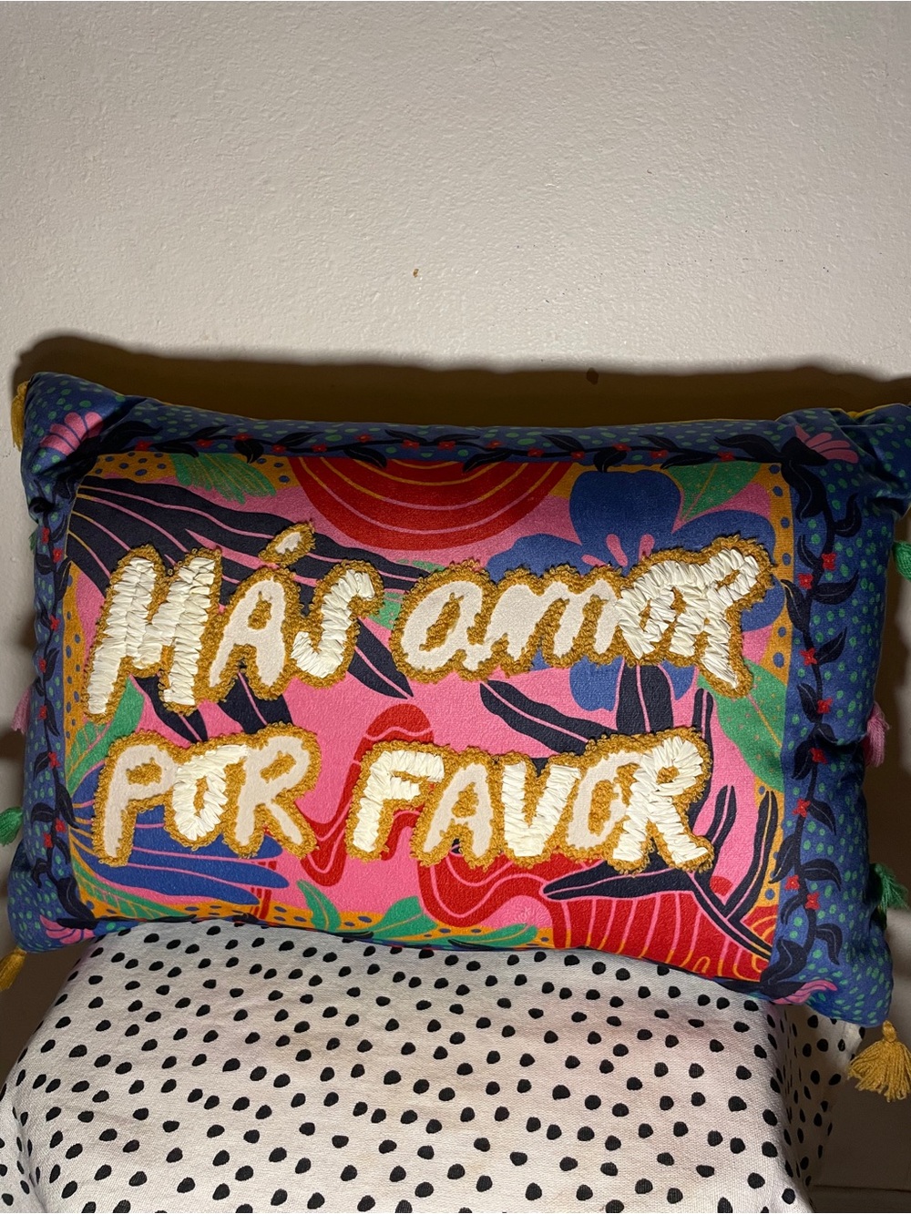 Mas Amor Por Favor Decorative Pillow - Vibrant Multicolor